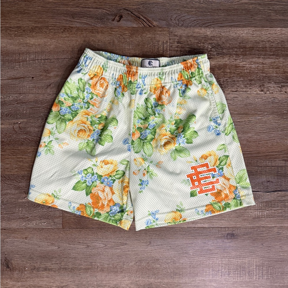Eric Emanuel Size Medium Shorts in Green Orange and Blue Floral Print